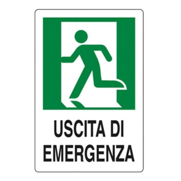 CARTELLO " USCITA EMERGENZA A SX " IN PVC CM 30 X 20