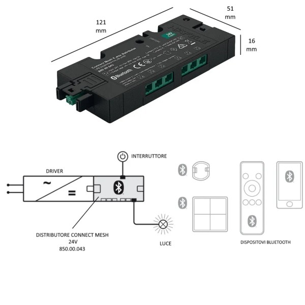 DISTRIBUTORE BOX 6 VIE HAFELE LOOX5 24V "CON" INGRESSO PER ACCENSIONE + BLUETOOTH 850.00.043