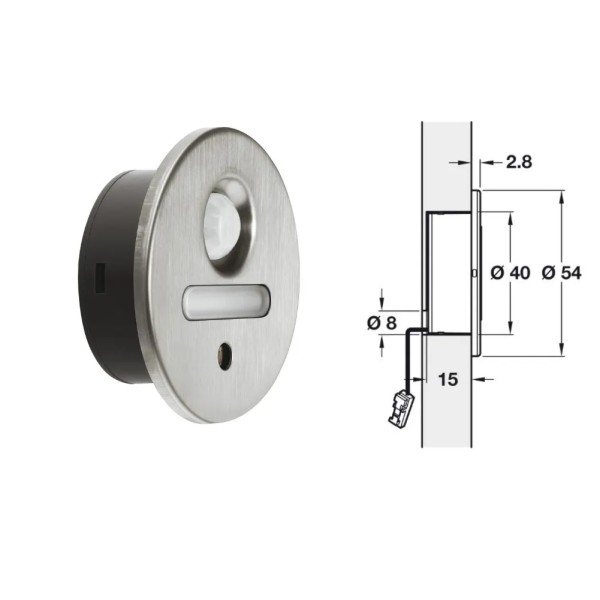 LAMPADA PER ZOCCOLO HAFELE LOOX LED 2028 INOX 12V CON MT.2 CAVO 833.73.110