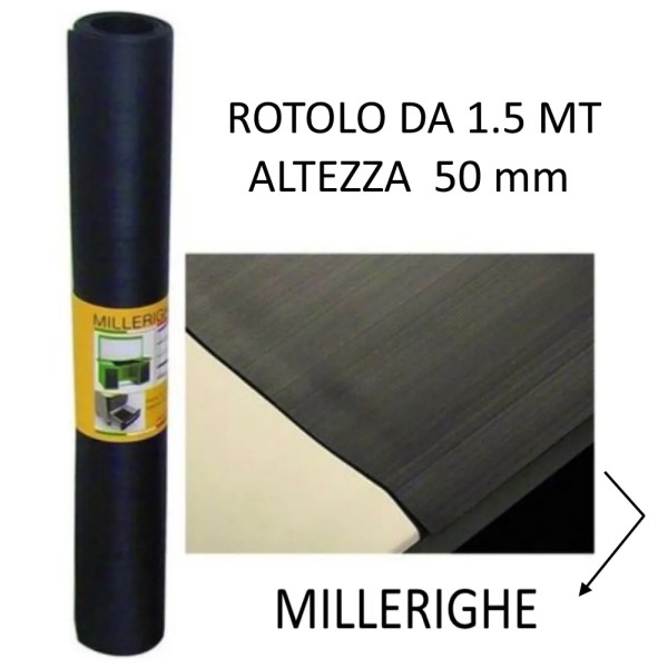 TAPPETINO PVC MILLERIGHE NERO MT 1.5 X 50 CM