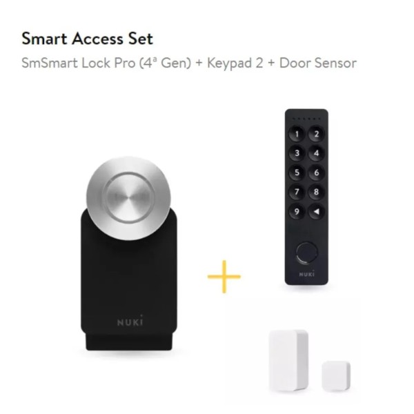 NUKI SMART ACCESS PRO 4a GENERAZIONE NERO + KEYPAD2+DOOR SENSOR CON MATTER, MODULO WIFI E POWER PACK