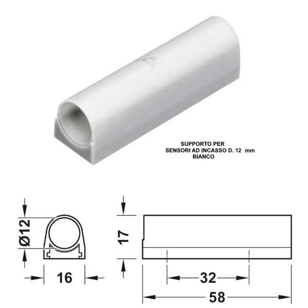 SUPPORTO STRETTO HAFELE PER SENSORE D. 12mm BIANCO 833.89.330