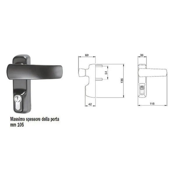 COMANDO ESTERNO X ANTIPANICO ISEO 94021005 NERO